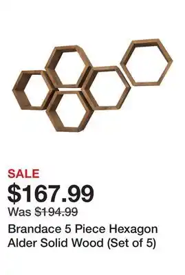 Wayfair Brandace 5 Piece Hexagon Alder Solid Wood (Set of 5) offer