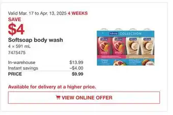 Costco Softsoap body wash offer