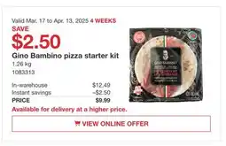 Costco Gino Bambino pizza starter kit offer