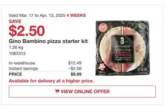 Costco Gino Bambino pizza starter kit offer