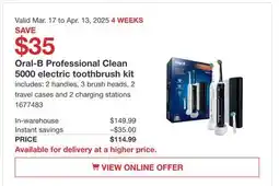 Costco Oral-B Professional Clean 5000 electric toothbrush kit offer