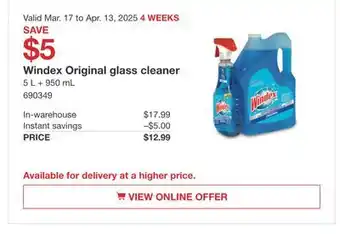 Costco Windex Original glass cleaner offer