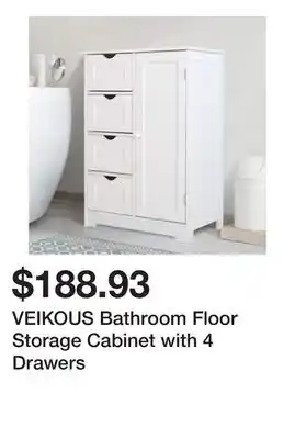 Bed Bath & Beyond VEIKOUS Bathroom Floor Storage Cabinet with 4 Drawers offer