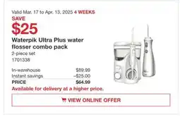 Costco Waterpik Ultra Plus water flosser combo pack offer