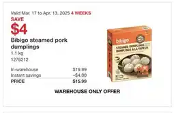 Costco Bibigo steamed pork dumplings offer