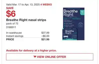 Costco Breathe Right nasal strips offer