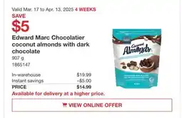 Costco Edward Marc Chocolatier Coconut Almonds with Dark Chocolate offer