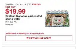 Costco Kirkland Signature carbonated spring water offer