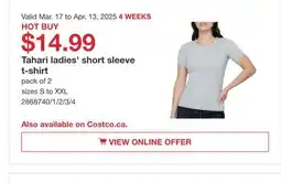 Costco Tahari ladies' short sleeve t-shirt offer