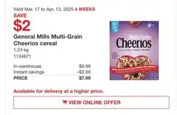 Costco General Mills Multi-Grain Cheerios cereal offer