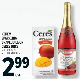 Metro Kedem sparkling grape juice or ceres juice offer