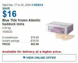 Costco Blue tide frozen atlantic haddock loins offer