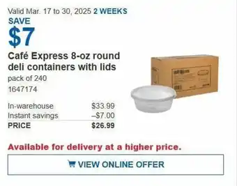 Costco Café express 8-oz round deli containers with lids offer