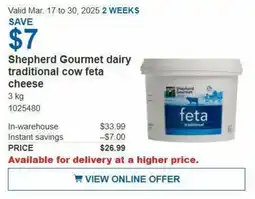 Costco Shepherd Gourmet dairy traditional cow feta cheese offer