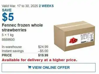 Costco Fennec frozen whole strawberries offer