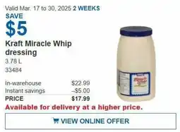 Costco Kraft Miracle Whip dressing offer