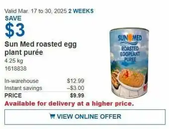 Costco Sun Med roasted egg plant purée offer