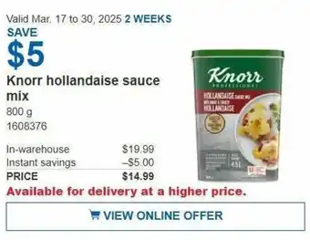 Costco Knorr hollandaise sauce mix offer