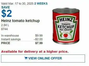 Costco Heinz tomato ketchup offer