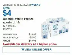 Costco Biosteel White Freeze offer