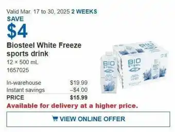 Costco Biosteel White Freeze offer