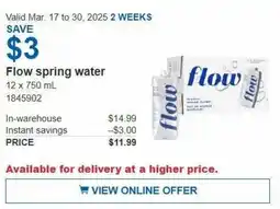 Costco Flow spring water offer