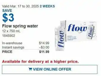 Costco Flow spring water offer