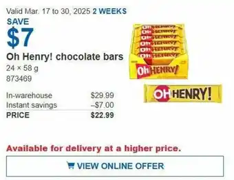 Costco Oh Henry! chocolate bars offer