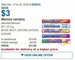 Costco Mentos candies offer