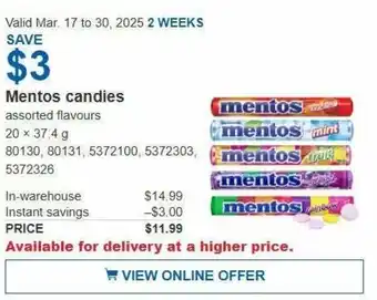 Costco Mentos candies offer