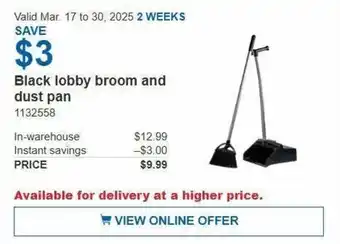 Costco Black lobby broom and dust pan offer