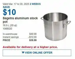 Costco Sagetra aluminum stock pot offer