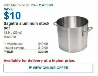 Costco Sagetra aluminum stock pot offer