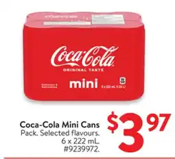 Walmart Coca-Cola Mini Cans Pop offer