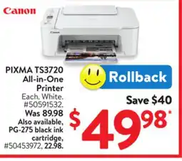 Walmart PIXMA TS3720 All-in-One Printer offer