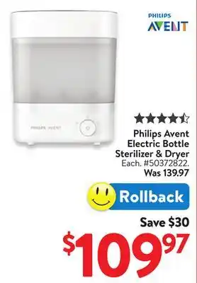 Walmart Philips Avent Electric Bottle Sterilizer & Dryer offer