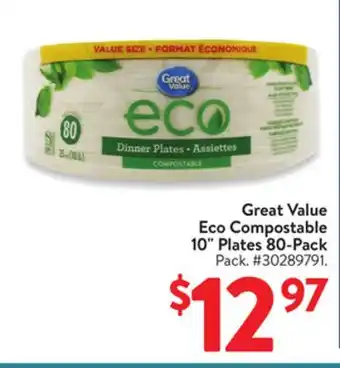 Walmart Great Value Eco Compostable 10 Plates 80-Pack offer