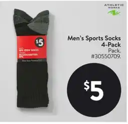 Walmart Men's Sports Socks 4-Pack offer