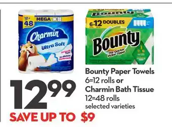 Longo's Bounty Paper Towels 6 = 12 rolls or Charmin Bath Tissue 12 = 48 rolls offer