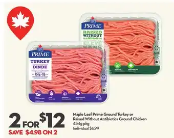 Longo's Prime Ground Turkey or Raised Without Antibiotics Ground Chicken offer