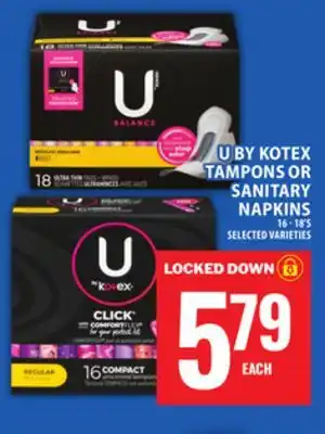 Food Basics U BY KOTEX TAMPONS OR SANITARY NAPKINS offer