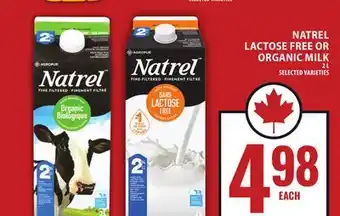 Food Basics NATREL LACTOSE FREE OR ORGANIC MILK offer