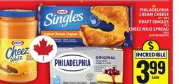 Food Basics PHILADELPHIA CREAM CHEESE OR KRAFT SINGLES OR CHEEZ WHIZ SPREAD offer