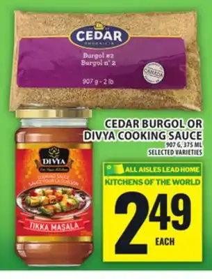 Food Basics CEDAR BURGOL OR DIVYA COOKING SAUCE offer