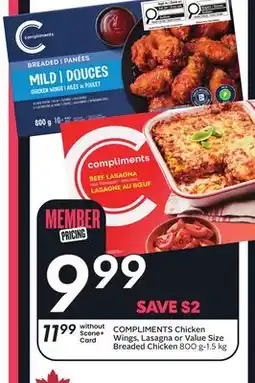 Sobeys Chicken Wings, Lasagna or Value Size Breaded Chicken offer