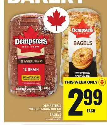 Food Basics DEMPSTER'S WHOLE GRAIN BREAD OR BAGELS offer