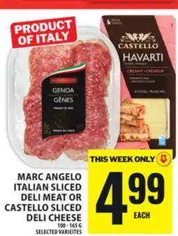 Food Basics MARC ANGELO ITALIAN SLICED DELI MEAT OR CASTELLO SLICED DELI CHEESE offer