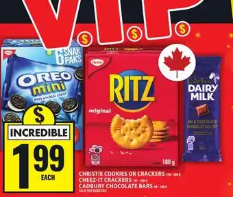 Food Basics CHRISTIE COOKIES OR CRACKERS OR CHEEZ-IT CRACKERS OR CADBURY CHOCOLATE BARS offer