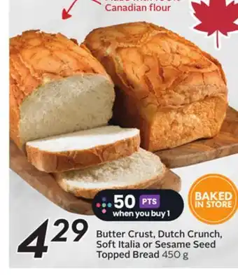 Sobeys Butter Crust, Dutch Crunch, Soft Italia or Sesame Seed Topped Bread offer