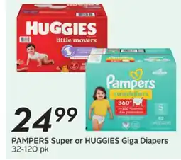 Sobeys PAMPERS Super or HUGGIES Giga Diapers offer